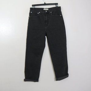 Madewell 27 Classic Straight Leg Jeans Black Wash High Rise Ankle Cropped